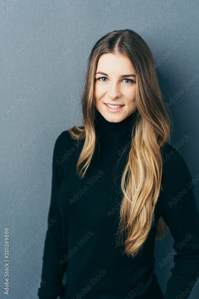 Attractive young woman with long brown hair Attractive young woman with long brown hair
