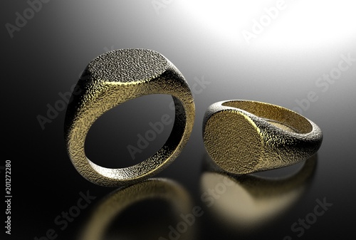 3d illustration of signet ring isolated on black