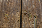 Old wooden door in Erice, Sicily, Italy
