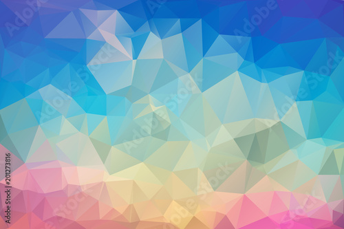 Abstract multicolored polygon, low polygon background. Transfusion of color. Geometric Pattern. Blue, pink, lilac, burgundy, saturated