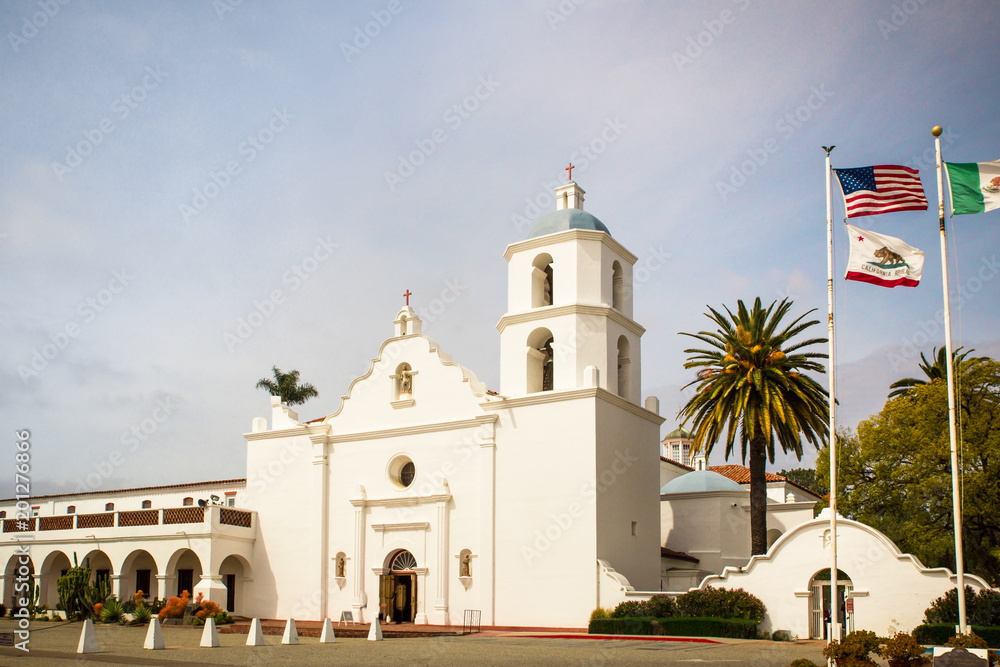 View of Historic San Luis Rey Mission in Oceanside California
