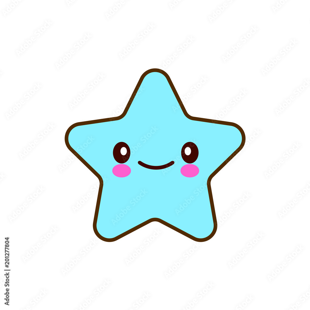 Emotional faces star cute smiles. Vector illustration smile icon ...