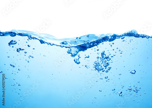 water surface with bubbles and splashes on white background