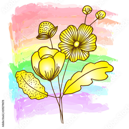 Flower decoratively romantically abstraction vector illustration, on multicolor pastel delicate background