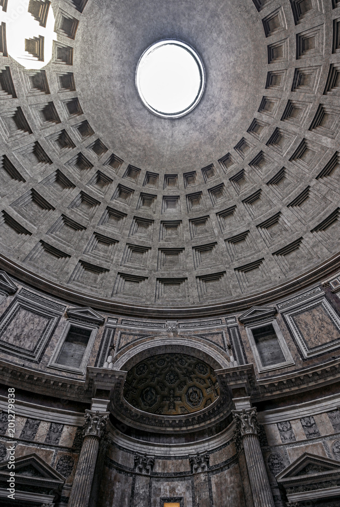 sun light through the roof hole at the Pantheon in Rome
