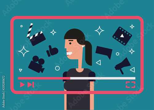 Video Blogger Flat Illustration
