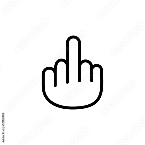 hand with middle finger icon. Element of minimalistic icons for mobile concept and web apps. Thin line icon for website design and development, app development