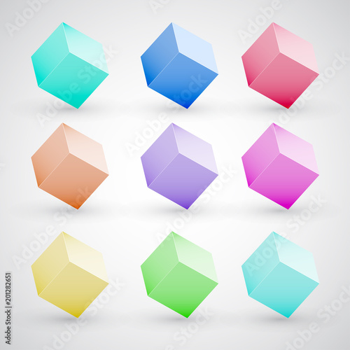 Free Download 3d cube vector set isolated on white. Web navigation templates with empty space for text or symbols. Modern fresh color blocks for positive, attractive design. - GFXLoad