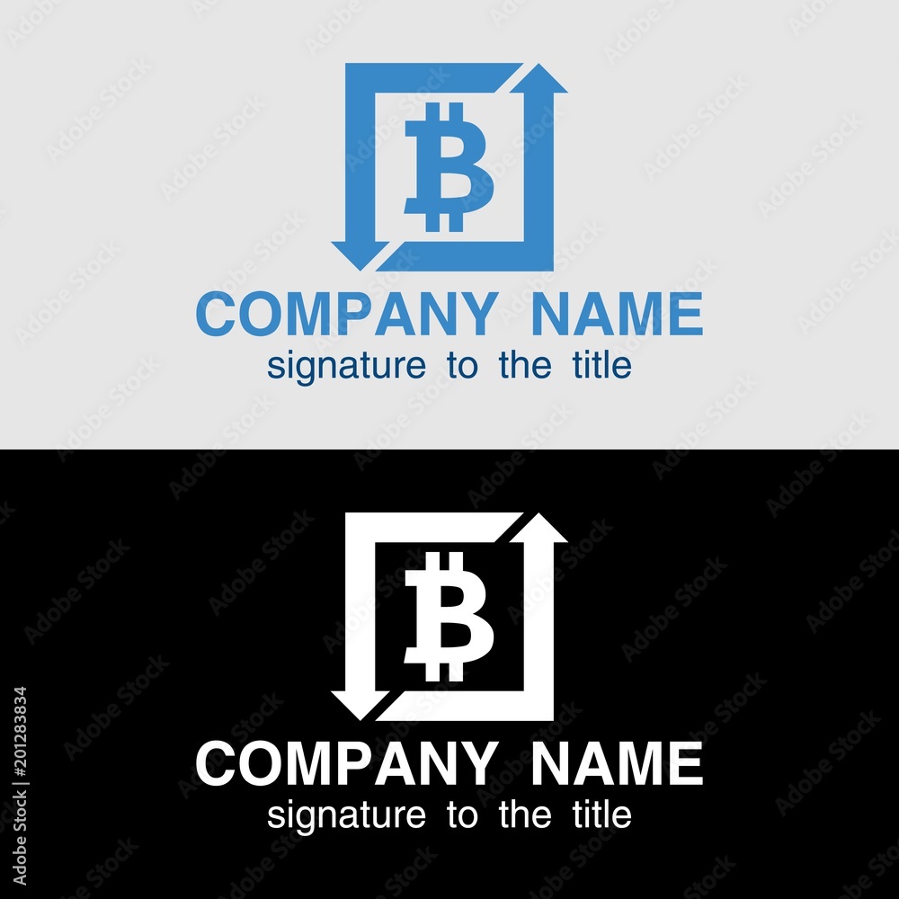 Bitcoin concept. Cryptocurrency exchange Example of design of logo sign on light and on a black background.. Digital money. Block chain, finance symbol. Bitcoin concept. Cryptocurrency exchange Example of design of logo sign on light and on a black background.. Digital money. Block chain, finance symbol.