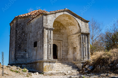 Durbe of Djanike Khanum (Mausoleum Dzhanike-Khanym), daughter of Golden Horde Khan Tokhtamysh. Ancient town Chufut-Kale, Bakhchysarai, Crimea photo