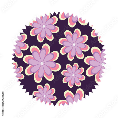 seal stamp with floral design, colorful design. vector illustration