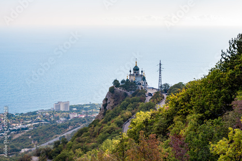 FOROS, CRIMEA - SEP. 2014: Church of the Resurrection of Christ on the Red Rock, Foros 