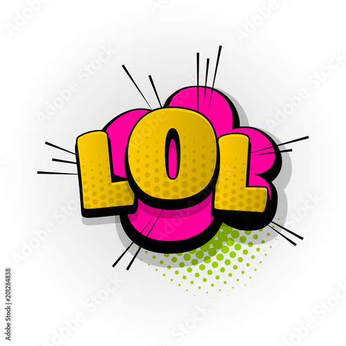 lol, laugh hand drawn pictures effects. Template comics speech bubble halftone dot background. Pop art style. Comic dialog cloud, text pop-art. Creative idea conversation sketch explosion.