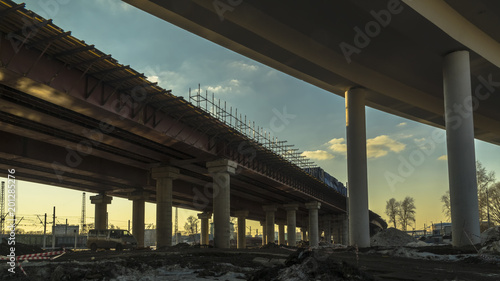 Construction of modern overpasses and interchanges © alex57111