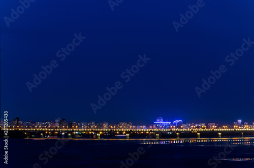 night landscape of the city bridge in the lights