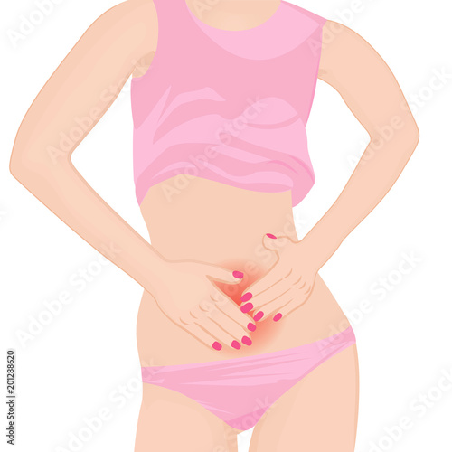 A girl having abdoman pain vector illustration