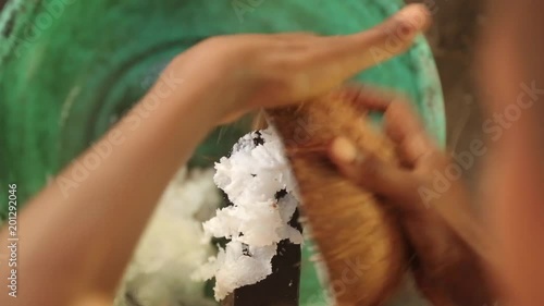 Chopping coconut. photo