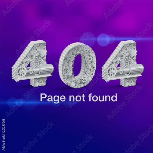 Page not found Error 404 Vector Industry Gear & Machinery. Vector realistic file. photo