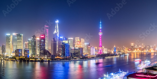 Photography shanghai panorama skyline at night