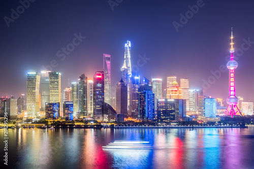 shanghai skyline in evening © chungking
