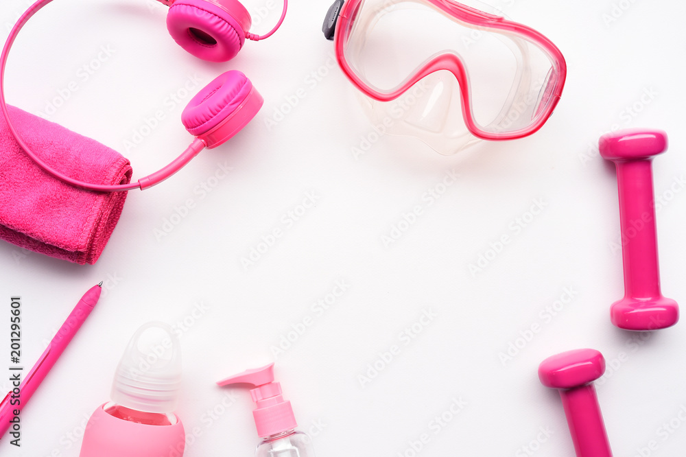 dumbbell and accessory isolated on white background dumbbell and accessory isolated on white background