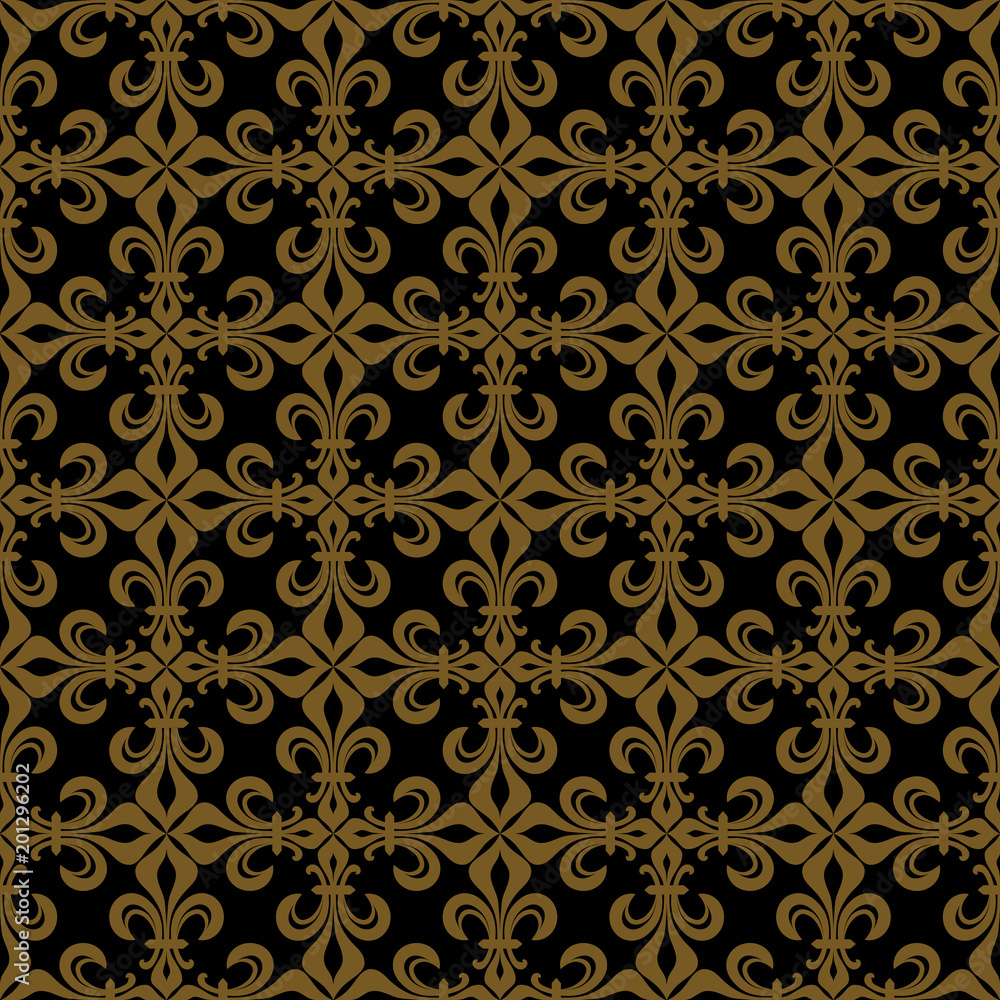 Lace-de-Luce (Lace of Lilies), Rich Francophile bronze seamless pattern