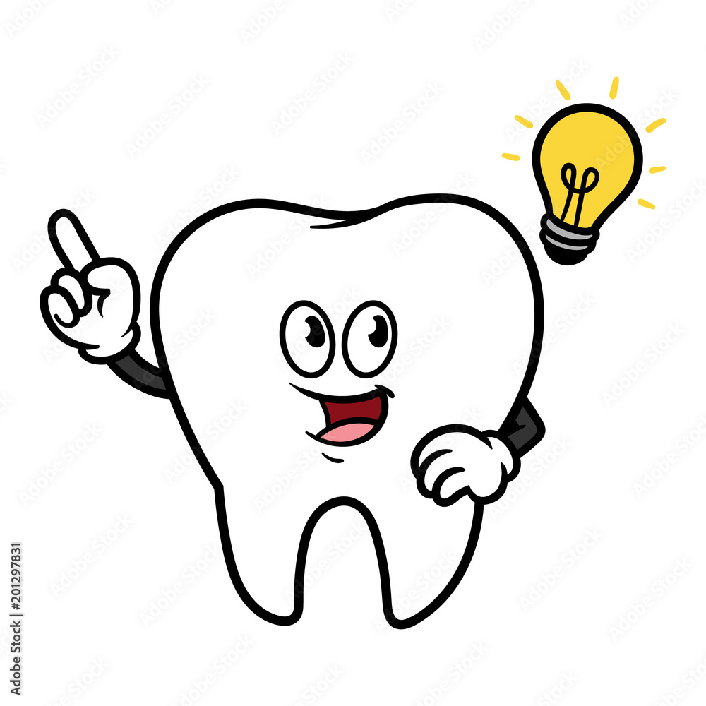 Cartoon Tooth Character With Idea Cartoon Tooth Character With Idea