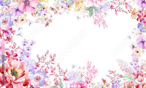 Colorful watercolor flowers © yang