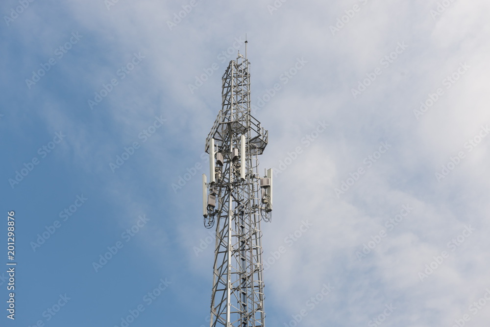 Communication Tower on blue sky background Communication Tower on blue sky background