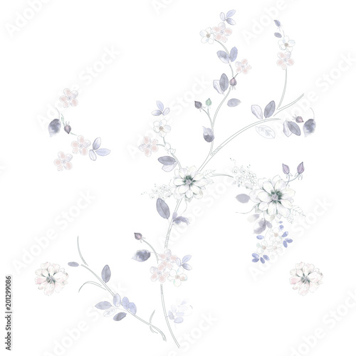 Elegant watercolor twigs flowers