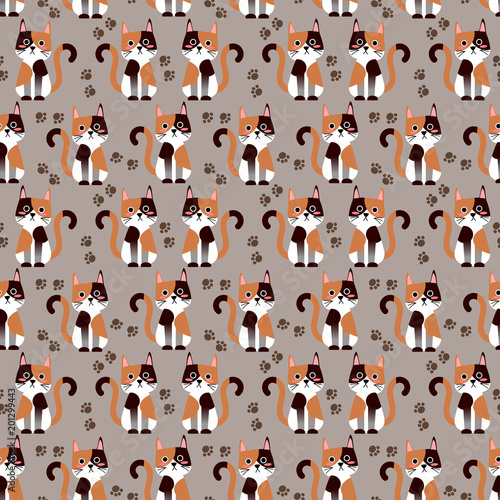 Fototapeta Naklejka Na Ścianę i Meble -  Cute cat seamless pattern vector.