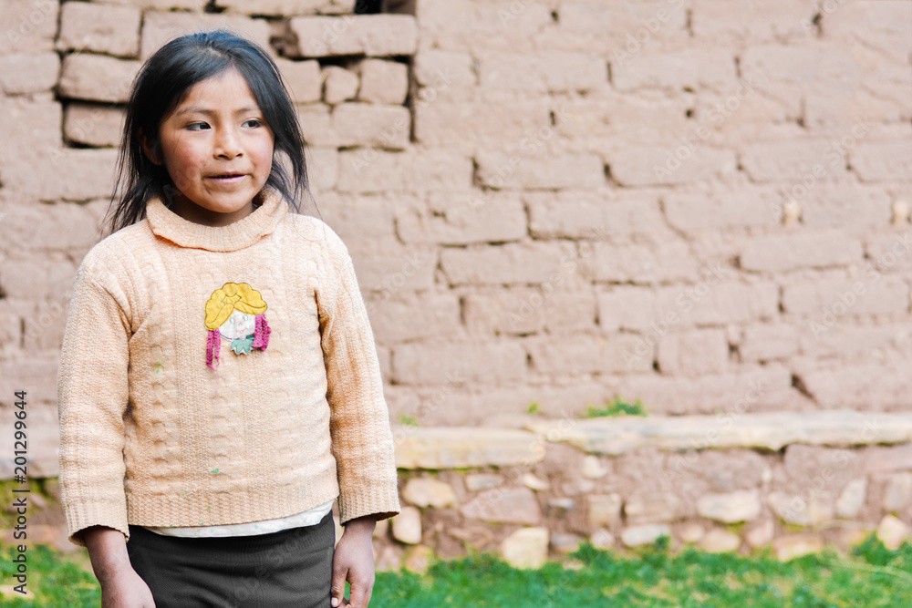 Cute little native american girl in the countryside. Cute little native american girl in the countryside.