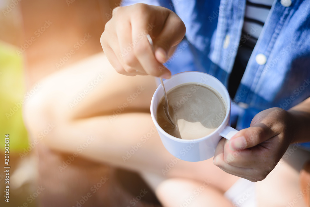 Coffee cup in woman hand. Coffee cup in woman hand.