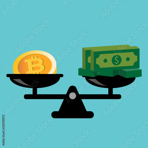 comparative scale of value  of investment in crytocurrency. vector