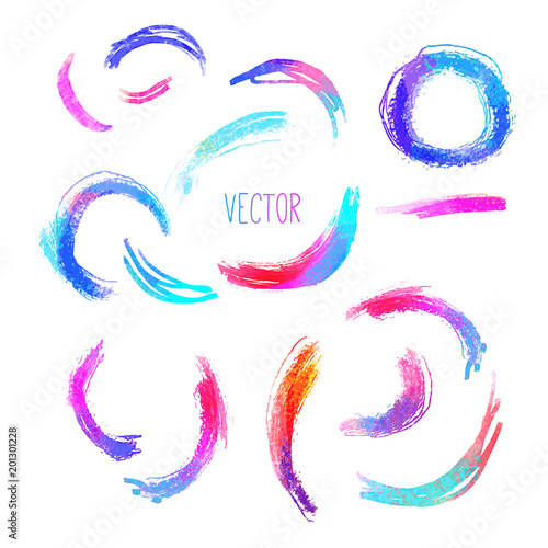 Set of hand drawn circles, vector design elements. Colorful simple abstract s...