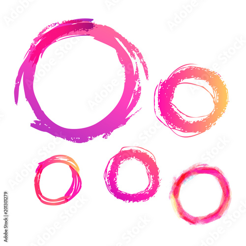 Set of hand drawn circles, vector design elements. Colorful simple abstract s...