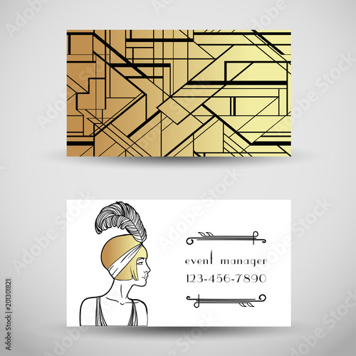 Art Deco vintage invitation template design. patterns and frames. Retro party...