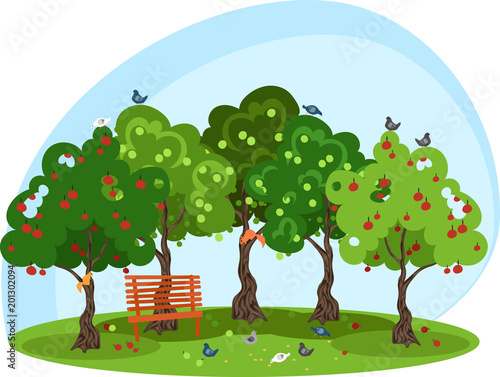 Orchard. vector illustration