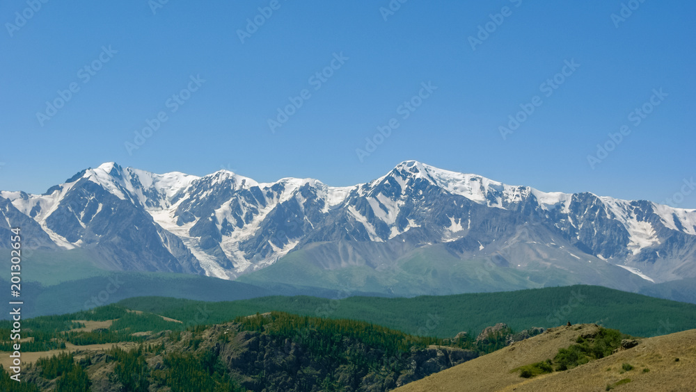 Beautiful mountain landscape, snow peaks, Altay republic, Russia