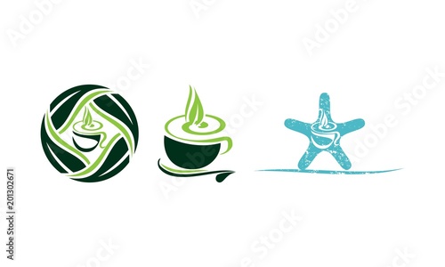 Health Tea Template Logo Set
