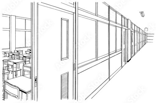 漫画風ペン画イラスト 学校 廊下 Stock Illustration Adobe Stock 漫画風ペン画イラスト 学校 廊下 Stock Illustration Adobe Stock