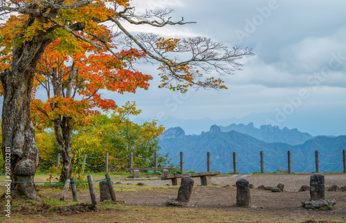 Mountain range at Usui pass in autumn season. photo