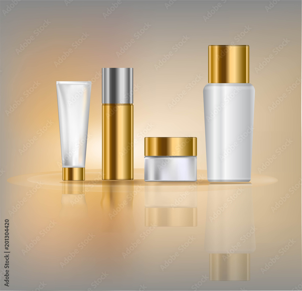 Cosmetic gold and white mock up Cosmetic gold and white mock up