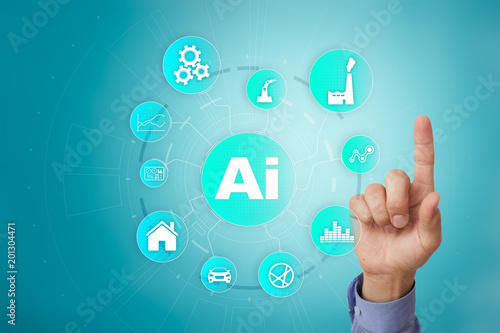 AI, Artificial intelligence, machine learning, neural networks and modern technologies concepts. IOT and automation.