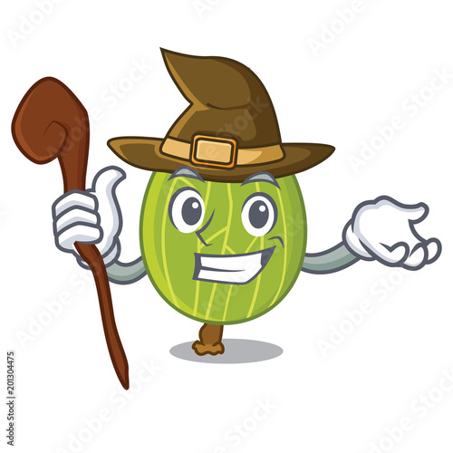 Witch gooseberry mascot cartoon style