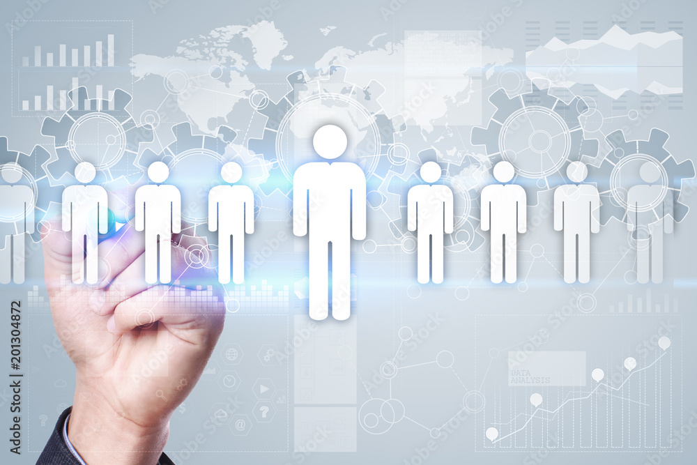 Human resource management, HR, recruitment, leadership and teambuilding. Business and technology concept. Human resource management, HR, recruitment, leadership and teambuilding. Business and technology concept.