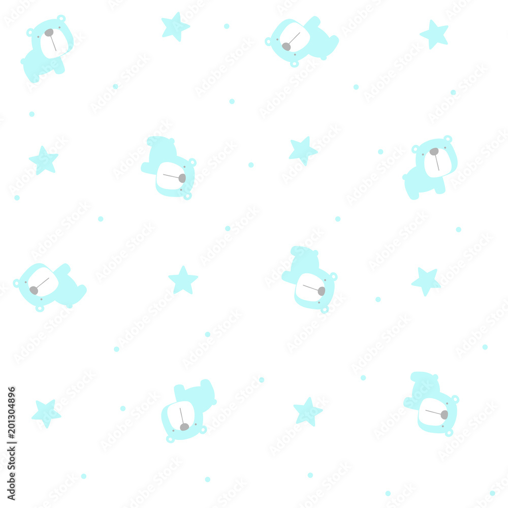 cute baby bear seamless pattern with stars on white background, design ...