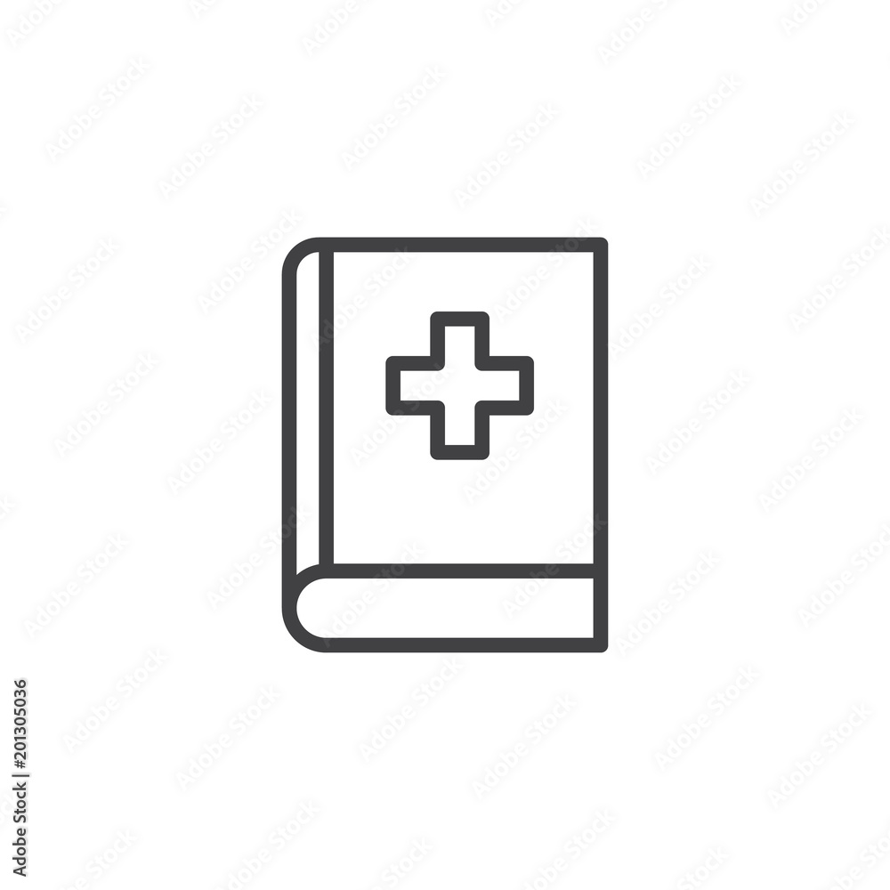 Medical book outline icon. linear style sign for mobile concept and web design. Education simple line vector icon. Symbol, logo illustration. Pixel perfect vector graphics Medical book outline icon. linear style sign for mobile concept and web design. Education simple line vector icon. Symbol, logo illustration. Pixel perfect vector graphics