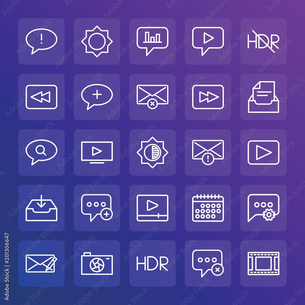 Modern Simple Set of chat and messenger, video, photos, email Vector outline Icons. ..Contains such Icons as communication, no people and more on gradient background. Fully Editable. Pixel Perfect. Modern Simple Set of chat and messenger, video, photos, email Vector outline Icons. ..Contains such Icons as communication, no people and more on gradient background. Fully Editable. Pixel Perfect.