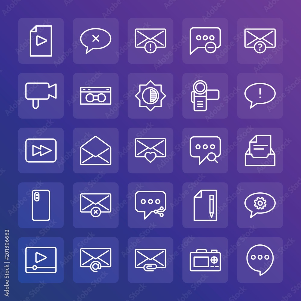Modern Simple Set of chat and messenger, video, photos, email Vector outline Icons. ..Contains such Icons as phone, exit, icon, mail and more on gradient background. Fully Editable. Pixel Perfect. Modern Simple Set of chat and messenger, video, photos, email Vector outline Icons. ..Contains such Icons as phone, exit, icon, mail and more on gradient background. Fully Editable. Pixel Perfect.